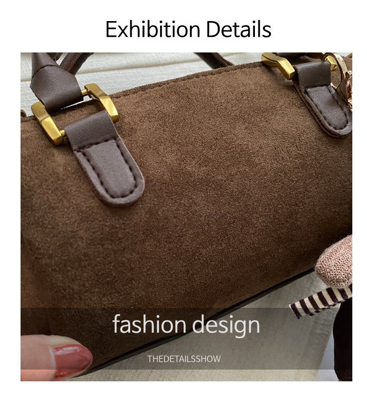 Retro Simple Cylinder Small Bag Women's Bag in Brown Suede